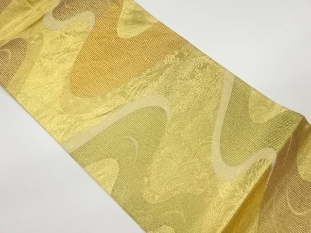 流水に草葉・小鳥模様織出し袋帯【中古】【着】 宗sou｜お茶道具・着物　【宗 sou】