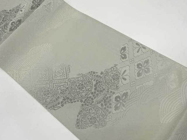 道長取りに華紋・波・花菱模様織出し袋帯【中古】【着】 宗sou｜お茶道具・着物　【宗 sou】