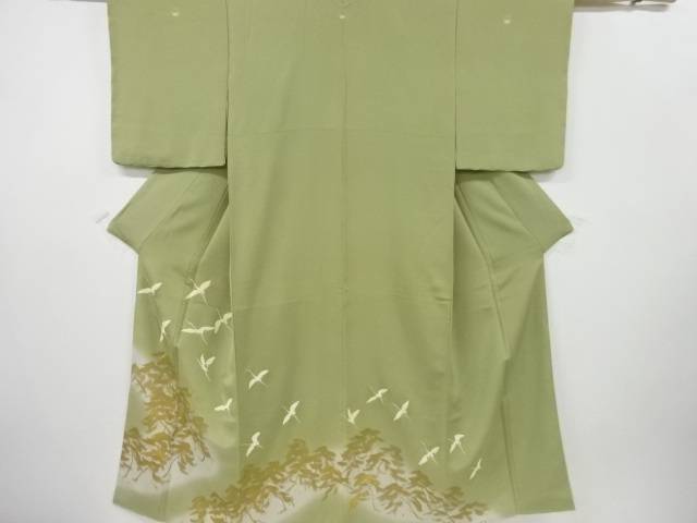 群鶴に松模様刺繍三ツ紋色留袖(比翼付き)【中古】【着】 宗sou|お茶道具・着物 【宗 sou】