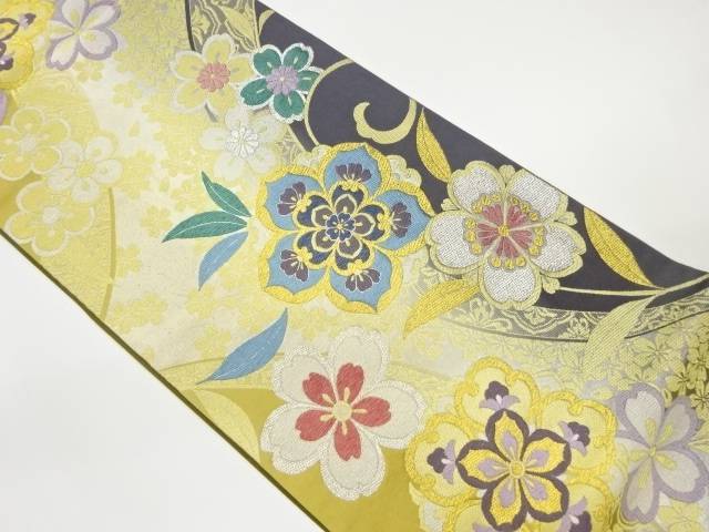 花唐草に梅・桜模様織出し袋帯【中古】【着】 宗sou｜お茶道具・着物　【宗 sou】