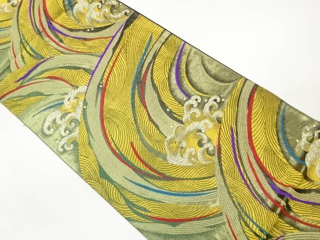 抽象荒波模様織出し袋帯【中古】【着】 宗sou|お茶道具・着物 【宗 sou】