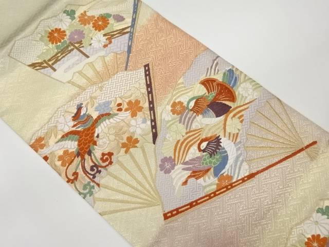 佐賀錦扇に花鳥模様織出し袋帯【中古】【着】 宗sou