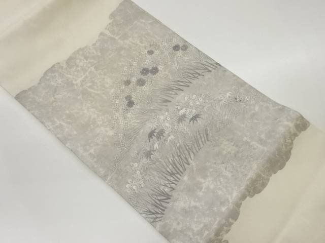 引箔草花模様刺繍名古屋帯【中古】【着】 宗sou