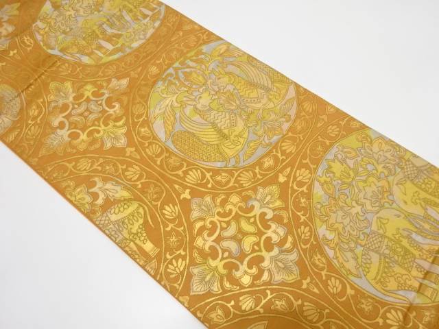 更紗に象・動物模様織り出し　袋帯【中古】【着】 宗sou