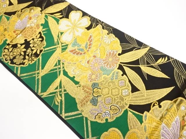 雪輪に蝶・草花模様織出し袋帯【中古】【着】 宗sou|お茶道具・着物 【宗 sou】