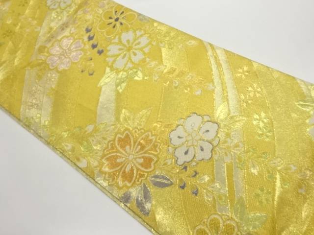 曲線に桜・草花模様織出し袋帯【中古】【着】 宗sou 16,050円