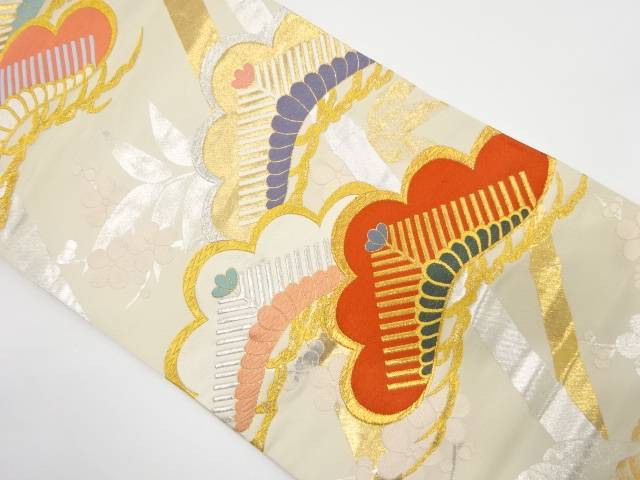 松竹梅模様織り出し　袋帯【中古】【着】 宗sou