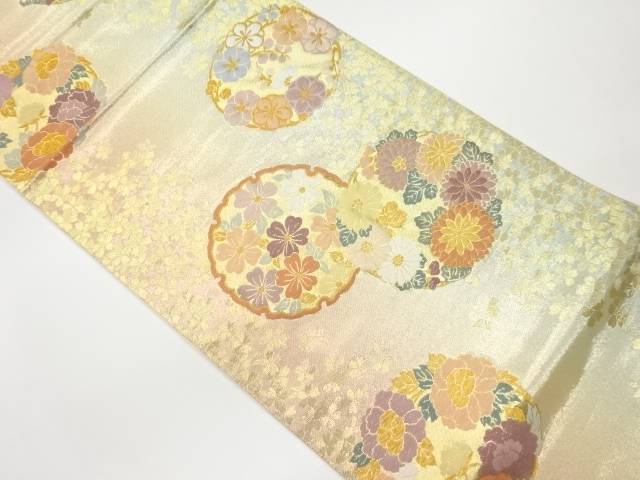 雪輪に花々・桜散らし模様織出し袋帯【中古】【着】 宗sou 17,700円