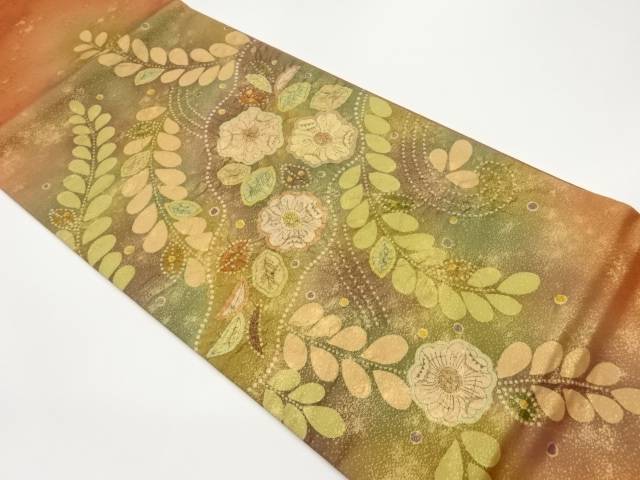 作家物　ふくれ織手描き辻が花模様袋帯【中古】【着】 宗sou