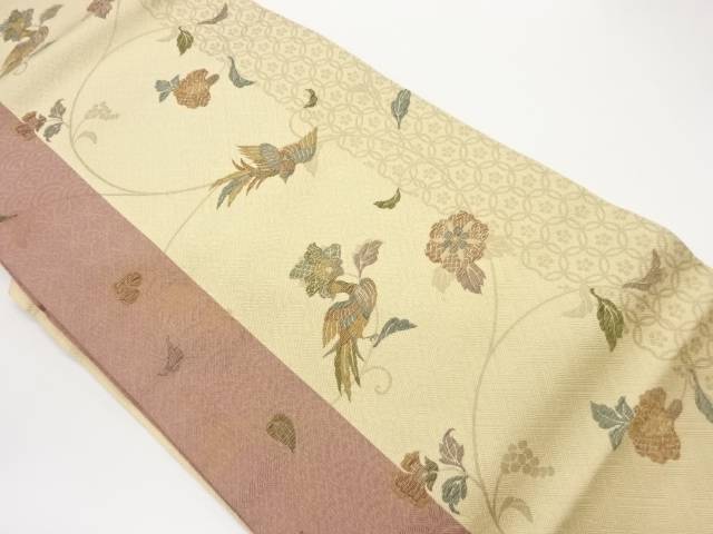 花鳥・古典柄模様織出し名古屋帯【中古】【着】 宗sou