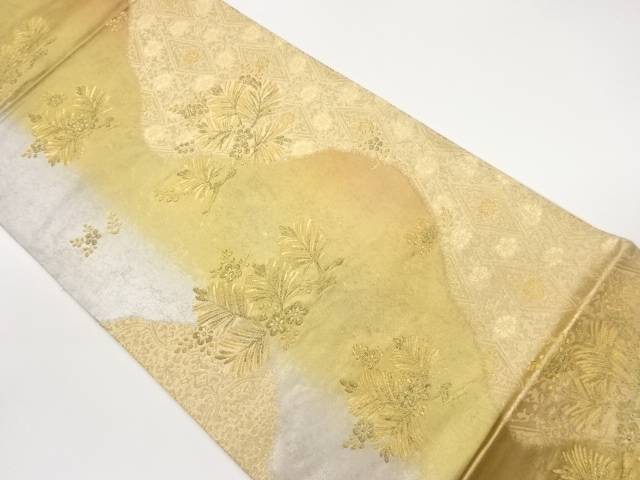 引箔若松に菱・花唐草模様織出し袋帯【中古】【着】 宗sou｜お茶道具・着物　【宗 sou】