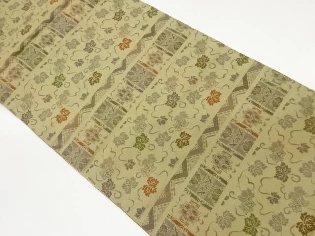 横縞に抽象唐草模様織出し全通洒落袋帯【中古】【着】 宗sou|お茶道具・着物 【宗 sou】