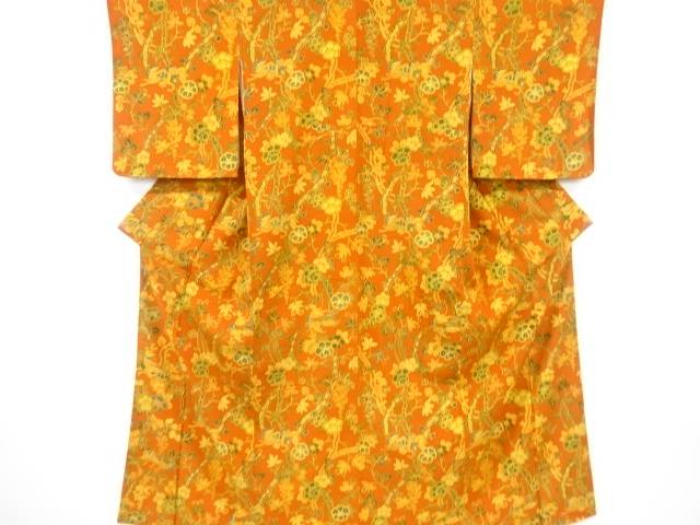 草花に抽象動物模様付け下げ小紋着物【中古】【着】 宗sou