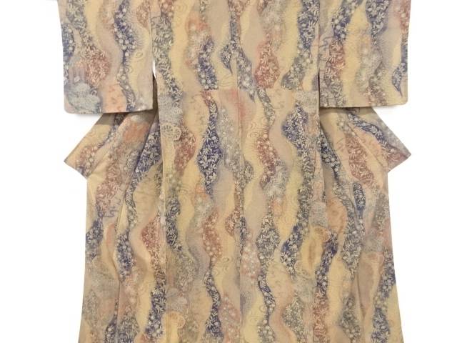 草花模様小紋着物【中古】【着】 宗sou