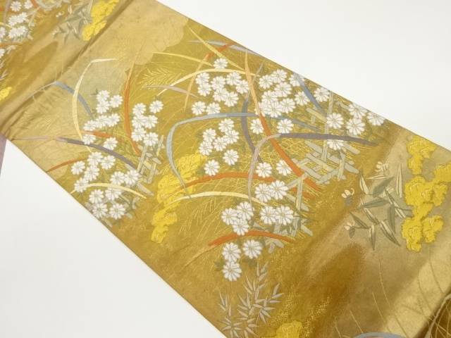 引箔雲・草花模様織出し袋帯【中古】【着】 宗sou