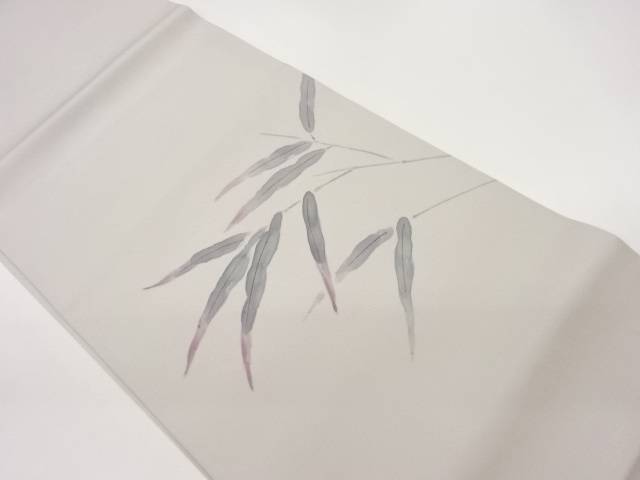 作家物　塩瀬手描き葉模様開き名古屋帯（額縁仕立て）【中古】【着】 宗sou 16,992円
