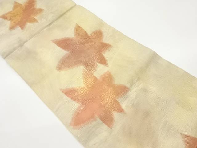 鹿子井山田製　紗 金糸銀糸紅葉模様織出し袋帯【中古】【着】 宗sou 17,464円