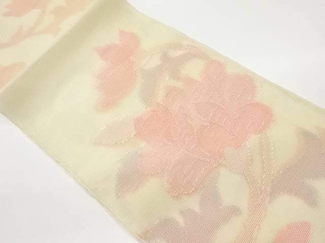 紗 花唐草模様織出し袋帯【中古】【着】 宗sou