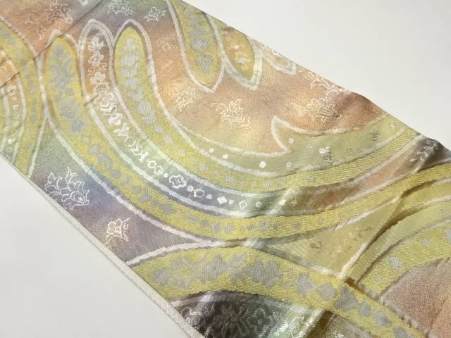 佐賀錦花々に抽象模様織出し袋帯【中古】【着】 宗sou