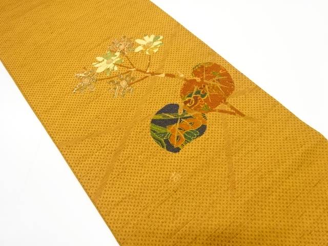 節紬　花模様織り出し　袋帯【中古】【着】 宗sou