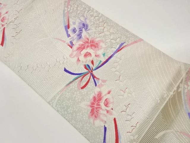 曲線に花葉模様織出し袋帯【中古】【着】 宗sou 14,800円