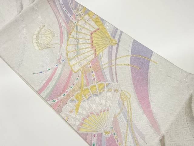檜扇・曲線模様織出し袋帯【中古】【着】 宗sou