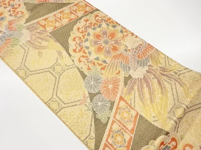 佐賀錦蜀江文に華紋・鳳凰模様織出し袋帯【中古】【着】 宗sou｜お茶道具・着物　【宗 sou】