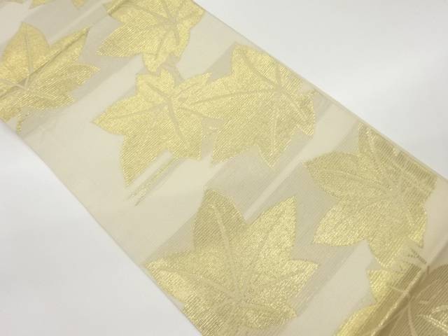 絽紅葉模様織出し袋帯【中古】【着】 宗sou