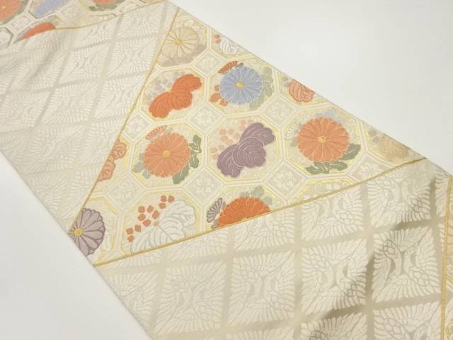 向かい鶴に蜀江花文模様織出し袋帯【中古】【着】 宗sou