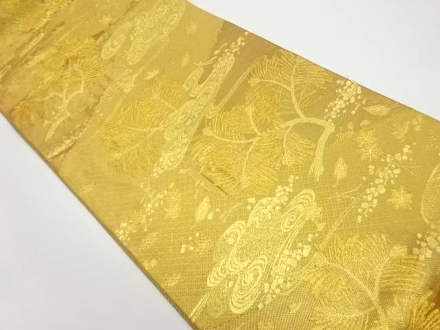 枝葉に流水模様織出し袋帯【中古】【着】 宗sou