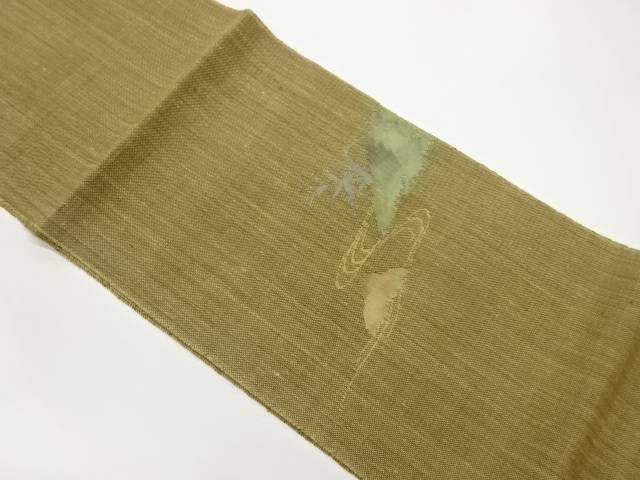 流水に草葉模様織出し夏用名古屋帯【中古】【着】 宗sou