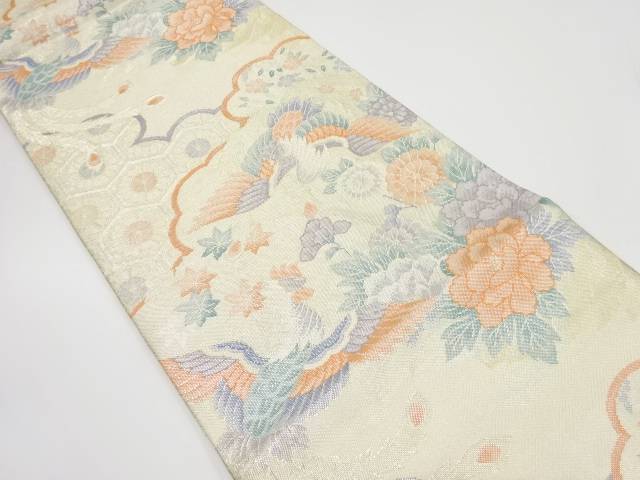 佐賀錦　雲取りに鳳凰・草花模様織り出し　袋帯【中古】【着】 宗sou