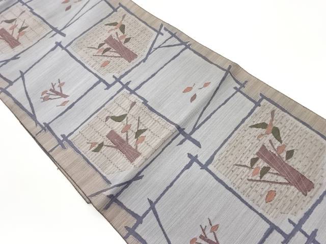 色紙に木・葉・鳥模様織出し名古屋帯【中古】【着】 宗sou 21,400円