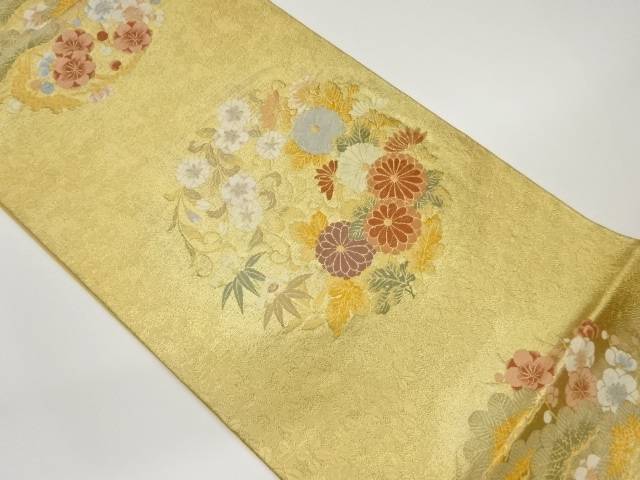 花丸文模様織出し袋帯【中古】【着】 宗sou