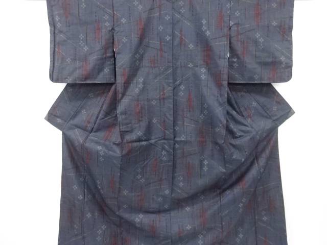 幾何学に竹花模様織り出し本場泥大島紬着物【中古】【着】 宗sou