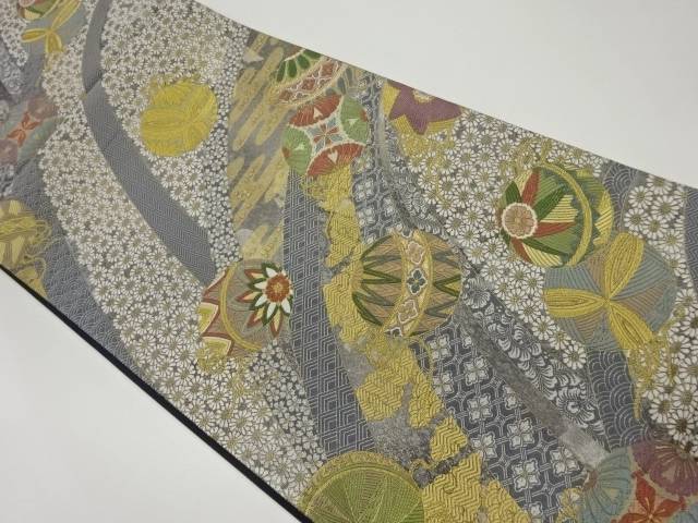 毬に花々・古典柄模様織出し袋帯【中古】【着】 宗sou 21,400円