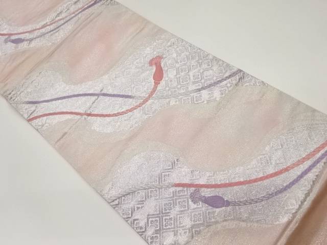 道長取に組紐・花菱模様織出し袋帯【中古】【着】 宗sou