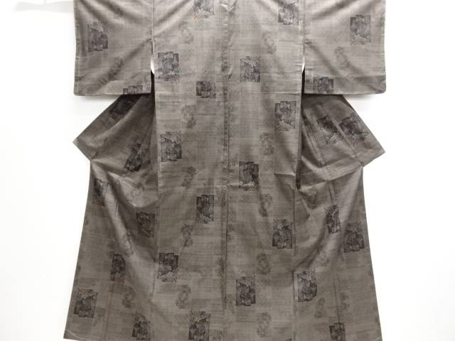 未当て嵌める品 仕立てもの売り上げ金 色紙にお寺さま・顕花植物飾りつけ織り出し発祥地泥大島紬お召しもの(7マルキ)【着】 宗sou