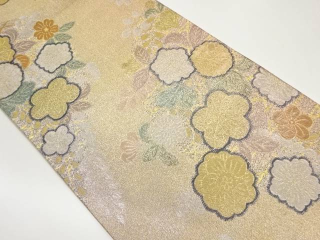 枝垂れ花々模様織出し袋帯【中古】【着】 宗sou