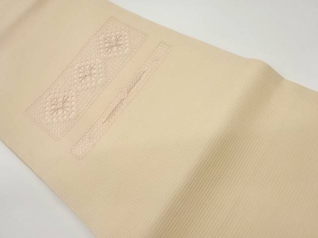 絽カットワーク色紙に菱模様織出し名古屋帯【中古】【着】 宗sou