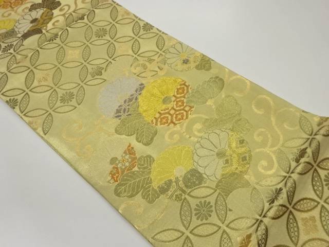 七宝に菊模様織出し袋帯【中古】【着】 宗sou