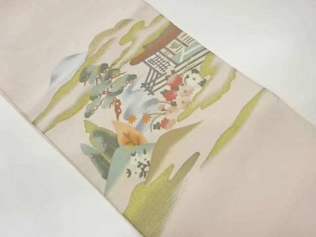 本綴れ屋敷に風景模様織出し名古屋帯【中古】【着】 宗sou｜お茶道具・着物　【宗 sou】