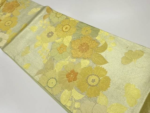 草花模様織出し袋帯【中古】【着】 宗sou
