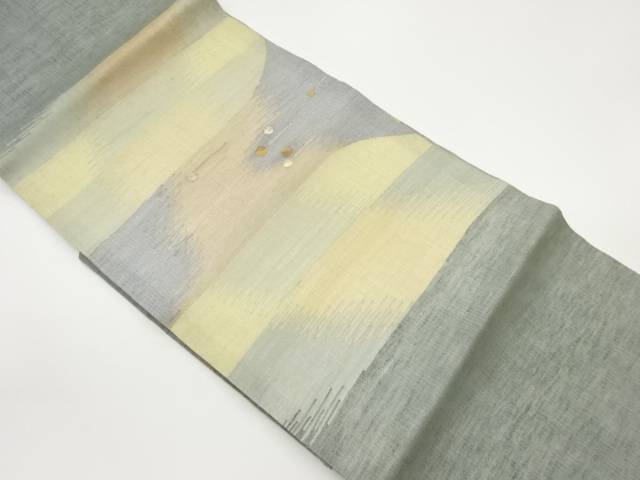 銀通し抽象模様織出し名古屋帯【中古】【着】 宗sou