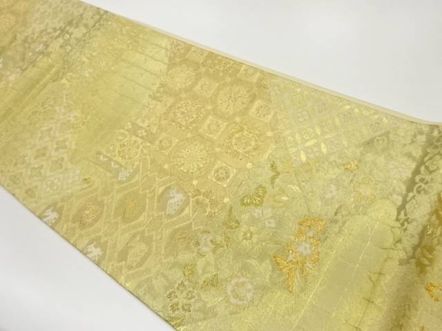 切り嵌め風華紋・草花に古典柄模様織出し袋帯【中古】【着】 宗sou