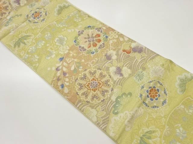 作家物　華紋に草花模様織出し袋帯【中古】【着】 宗sou
