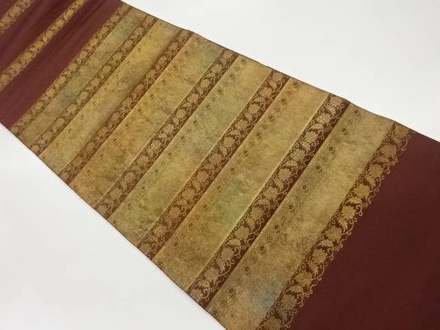 横段に花唐草模様織出し袋帯【中古】【着】 宗sou