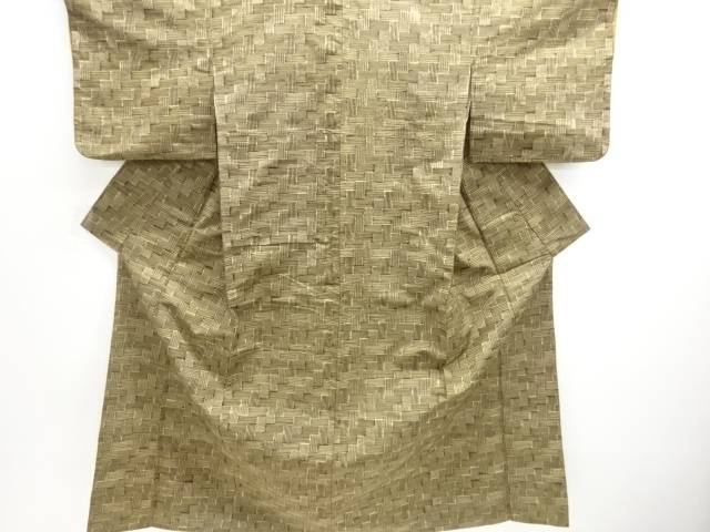 幾何学模様織り出し手織り紬着物【中古】【着】 宗sou