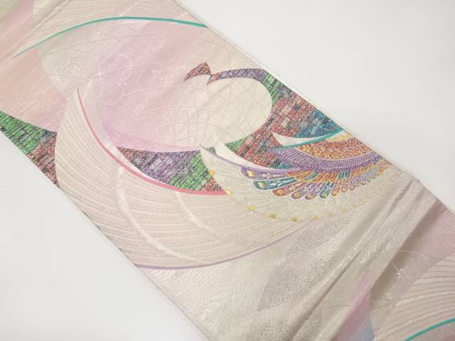 孔雀模様織出し袋帯【中古】【着】 宗sou