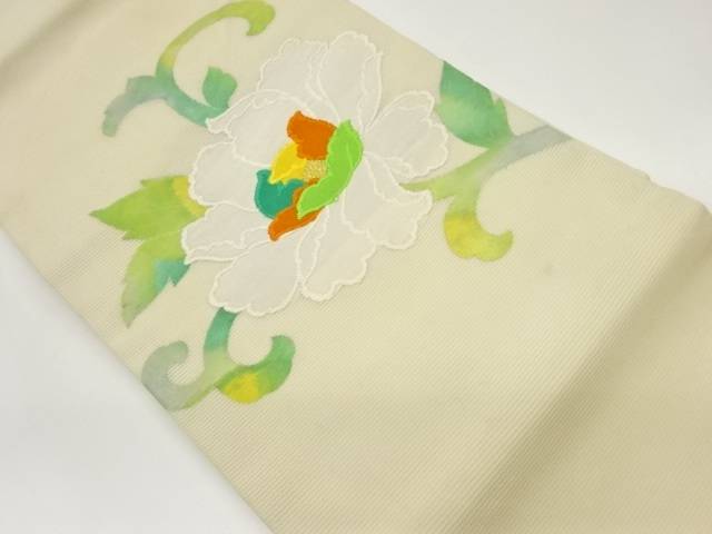 絽牡丹唐草模様織出し名古屋帯【中古】【着】 宗sou